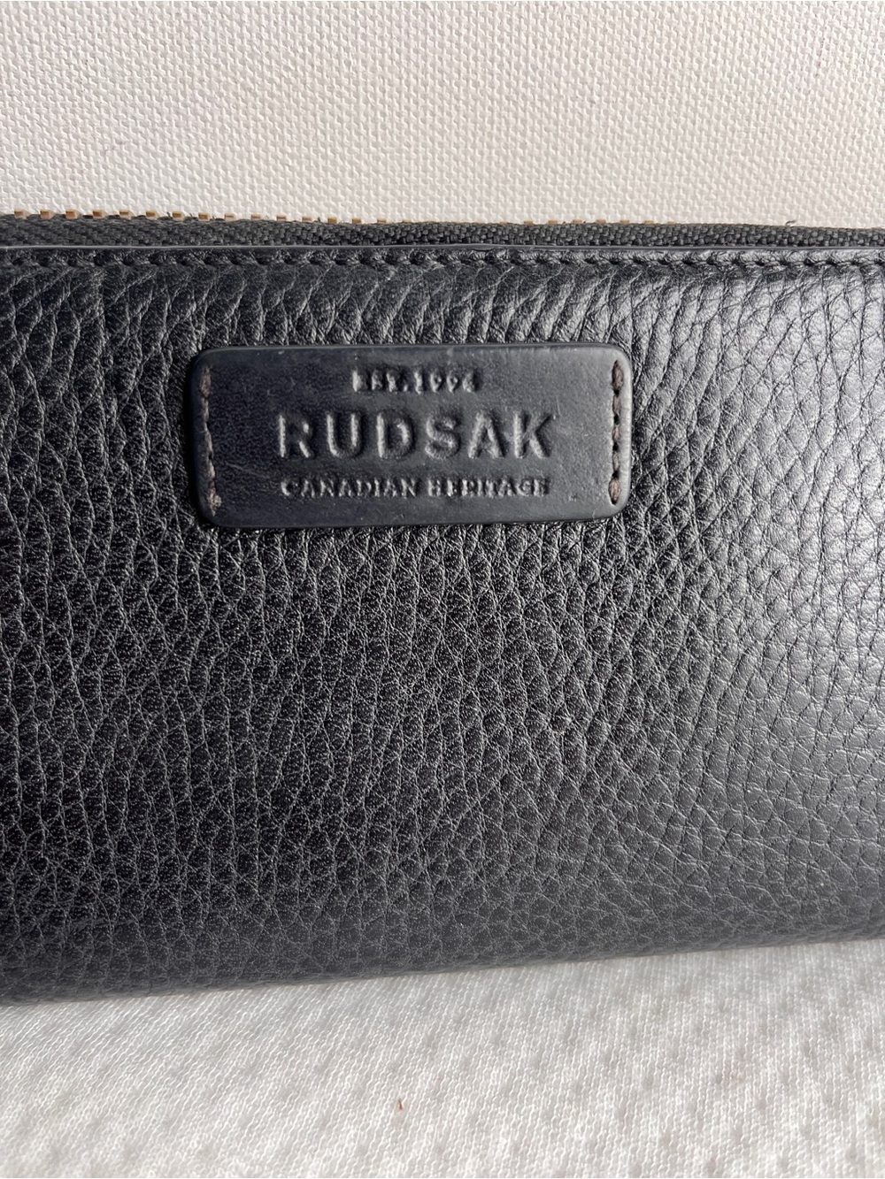 RUDSAK Black Pebbled Leather Zip-Around Continental Wallet